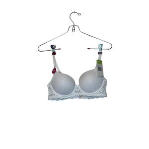 Lily of France Women Bra Lace Push Up Underwire Microfiber 2179541 White 34B NWT